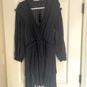 Current Air Shimmer Surplice Ruffle Dress - DARK NAVY / M NWT